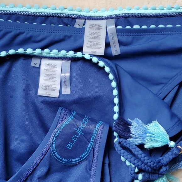 NEW Bleu Rod Beattie Let's Get Knotty Blue Tassle Bikini Bottom 12 14 Large XL - Picture 4 of 6